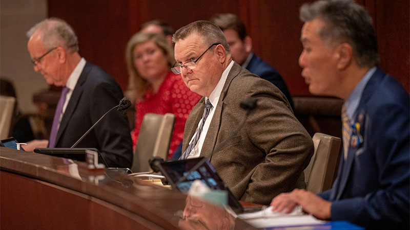 Economic Continuity and Stability Act Photo of Senator Tester at a Congressional Hearing